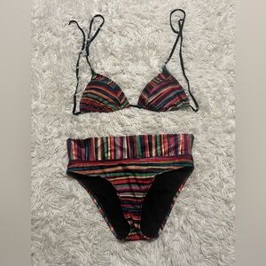 a.n.a. Striped Multicolor Bikini Set
